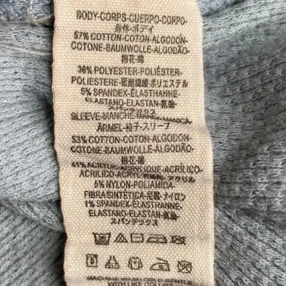 ⛔️SOLD⛔️ FREE PEOPLE Thermal Henley Crochet Cuff Trim Long Sleeves Top - Picture 7 of 10